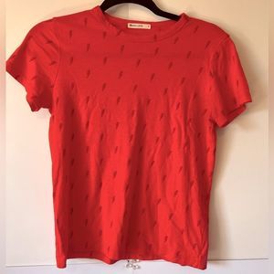 Marine Layer Red With Lightning Bolt Print Made In USA Tee Size S